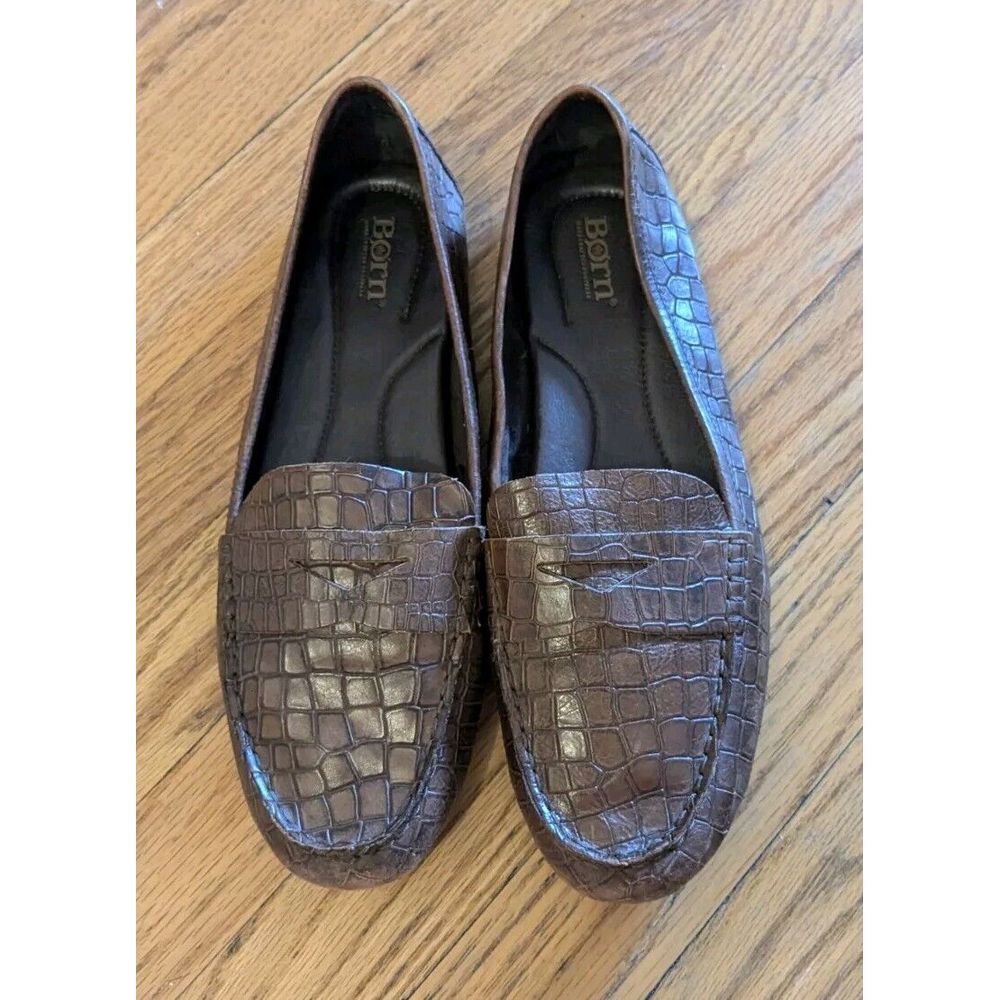 Born Size 11 M Brown Leather Malena Penny Loafer Flats - Picture 4 of 10